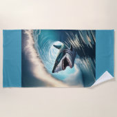 シャークバンプと噛み込み ビーチタオル (正面)