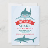 シャークバースデーパーティスイミング招待状 招待状 (正面)