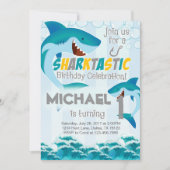 シャークバースデーパーティー招待招待状ボーイ 招待状 (正面)