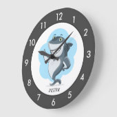 シャークパーソナライズされたグレイ大時計 ラージ壁時計 (傾斜)