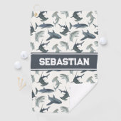 シャークパーソナライズされたゴルフタオル | ザメの水色 ゴルフタオル (インサイチュ)