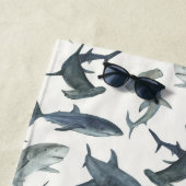 シャークパーソナライズされたビーチタオル | ザメの水色 ビーチタオル (インサイチュ)