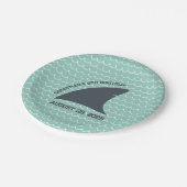 シャークパーソナライズされたフィンプレート | アクア&ホワイトウェーブ ペーパープレート (アングル)