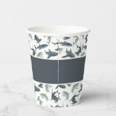 シャークパーソナライズされた紙カップ | ザメの水色 紙コップ (右)