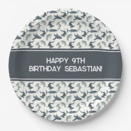 シャークパーソナライズされた紙プレート | ザメの水色 ペーパープレート