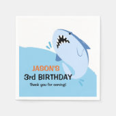 シャークパーソナライズされた誕生日パーティーキッズ スタンダードカクテルナプキン (正面)