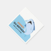 シャークパーソナライズされた誕生日パーティーキッズ スタンダードカクテルナプキン (角)