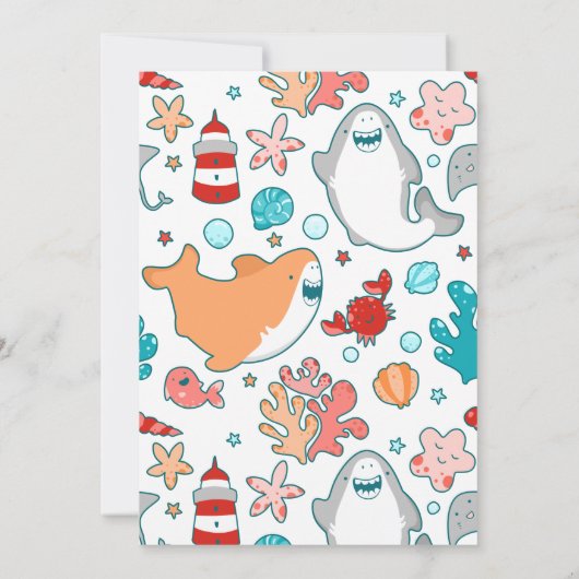 シャークパーソナライズされた誕生日パーティー 招待状 (裏面)