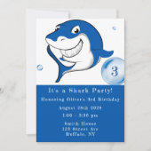 シャークパーティーボーイ誕生日 招待状 (正面)