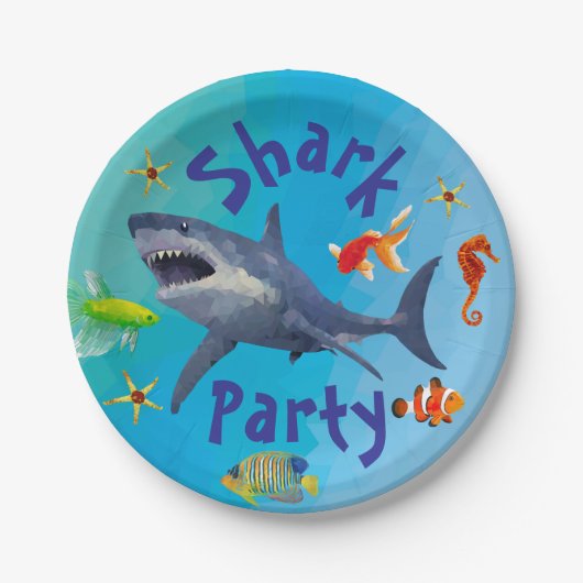 シャークパーティー紙プレート ペーパープレート (正面)