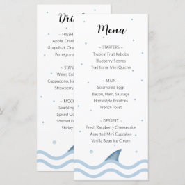 シャークヒレと泡が付いたシャークベビーシャワーメニュー メニュー