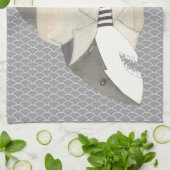 シャークファッションスーツ水彩イラストレーションK キッチンタオル (折り畳み)