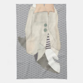 シャークファッションスーツ水彩イラストレーションK キッチンタオル (縦)