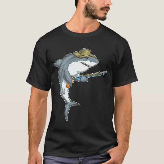 シャークフィッシャーハーポオン魚釣り Tシャツ (正面)