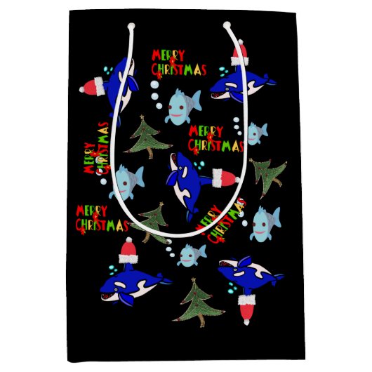 シャークフィッシュクリスマス抱き枕 ミディアムペーパーバッグ (正面)