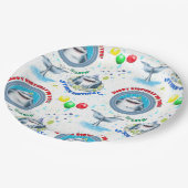 シャークフィンタスティックプールパーティー子供の誕生日 ペーパープレート (アングル)