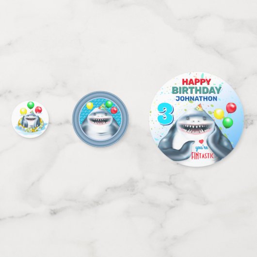 シャークフィンタスティック子供の誕生日 コンフェッティ (正面)