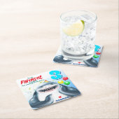 シャークフィンタスティック子供の誕生日 スクエアペーパーコースター (インサイチュ)