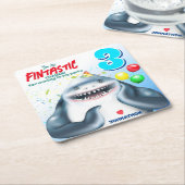 シャークフィンタスティック子供の誕生日 スクエアペーパーコースター (アングル)