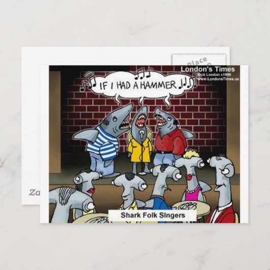 シャークフォークシおもしろいーガーギフトティー&カード ポストカード (正面/裏面)