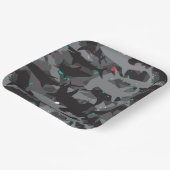 シャークブラック&ティール(緑がかった色)カモフラージパターン紙プレート ペーパープレート (傾斜あり)