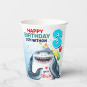 シャークブラッシング子供の誕生日 紙コップ (裏面)