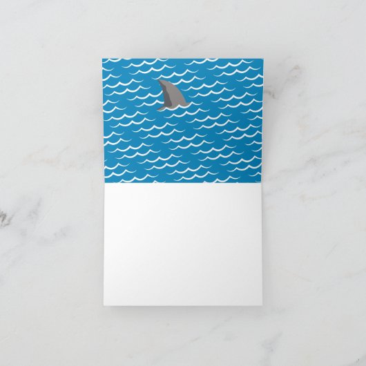 シャークブルークールキッズバースデーパーティーサンキューカード 招待状 (内部)