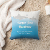 シャークブルーホワイトネームベビー誕生統計 クッション (ブランケット)