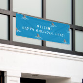 シャークブルー水中子供の誕生日パーティー 横断幕 (ビルの外側)