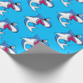 シャークブルー海キッズエイジ誕生日 ラッピングペーパー (角)