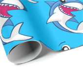 シャークブルー海キッズエイジ誕生日 ラッピングペーパー (ロールコーナー)