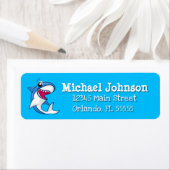 シャークブルー海キッズエイジ誕生日 ラベル (インサイチュ)