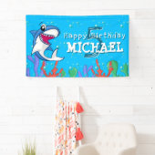 シャークブルー海キッズエイジ誕生日 横断幕 (インサイチュ)