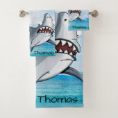 シャークブルー海バスルーム バスタオルセット (インサイチュ)