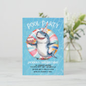 シャークプールパーティーお誕生日ケーキ 招待状 (スタンド正面)