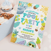 シャークプールパーティーサマープール誕生日パーティー 招待状