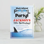 シャークプールパーティースイミング誕生日招待状 招待状 (スタンド正面)