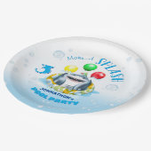 シャークプールパーティー子供の誕生日 ペーパープレート (アングル)