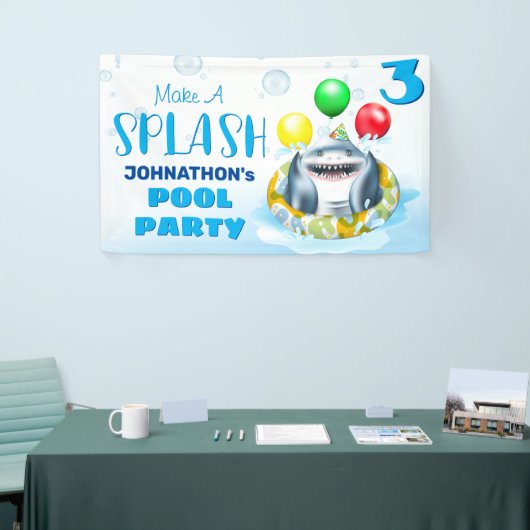 シャークプールパーティー子供の誕生日 横断幕 (トレードショー)