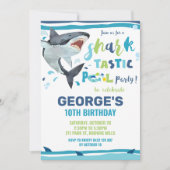 シャークプール誕生日パーティーシャークタスティックボーイ 招待状 (正面)