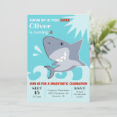 シャークプール誕生日パーティーシャークタスティック 招待状 (スタンド正面)