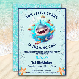 シャークプール誕生日パーティーボーイ1st誕生日 招待状
