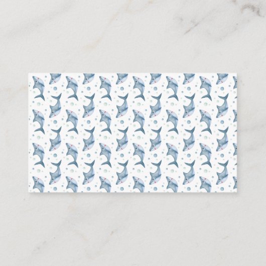 シャークベイビーシャワーサンキューメッセージカード エンクロージャーカード (裏面)