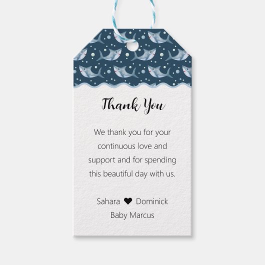 シャークベビーシャワーメッセージカード ギフトタグ (正面)