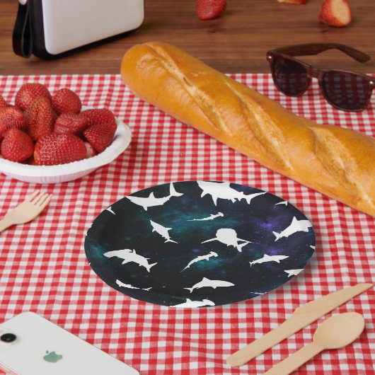 シャークホワイトシャドウオンダーク銀河系宇宙 ペーパープレート (ピクニック)