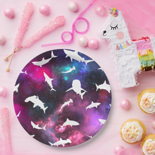 シャークホワイトシャドウオンダーク銀河系宇宙 ペーパープレート (パーティー)