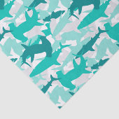 シャークホワイト&ティール（緑がかった色）迷彩パターンティッシュペーパー 薄葉紙 (詳細)