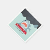 シャークボーイネイビーブループール誕生日紙 スタンダードカクテルナプキン (角)