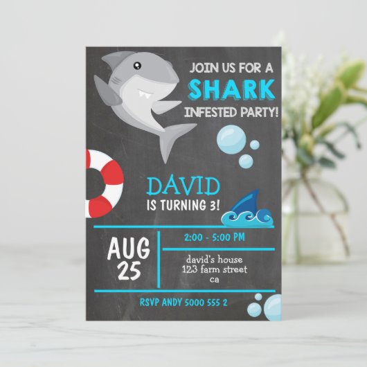 シャークボーイ誕生日パーティー夏 招待状 (スタンド正面)