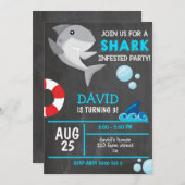 シャークボーイ誕生日パーティー夏 招待状 (正面/裏面)